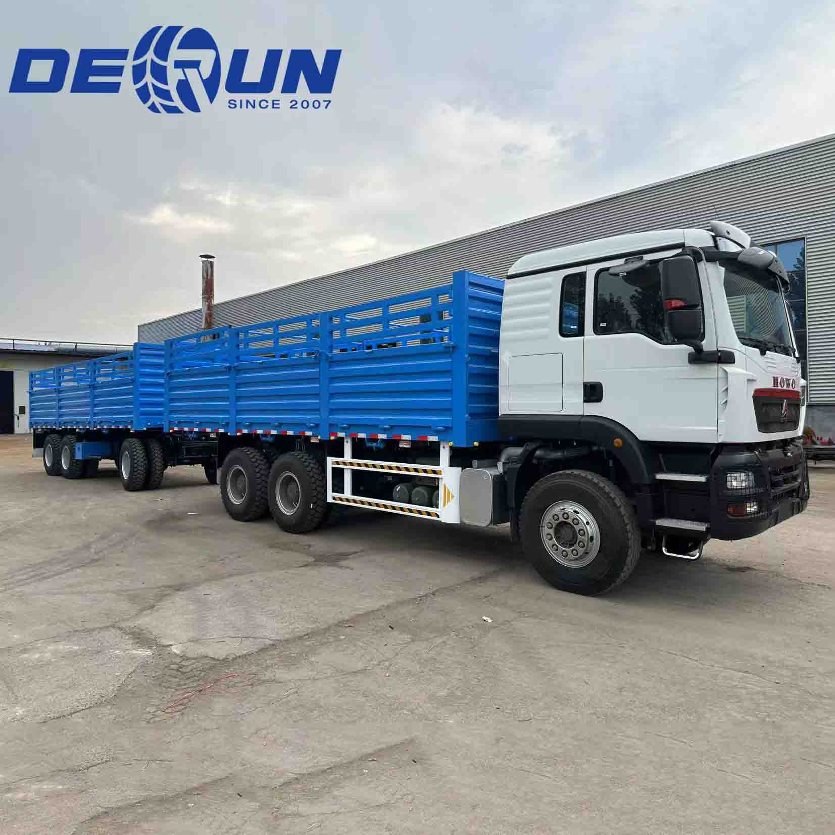 Sinotruk Howo TX 6x4 Çit 3 Akslı Drawbar Römorklu Kargo Kamyonu